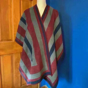 Woolrich Reversible Colorful Striped Poncho